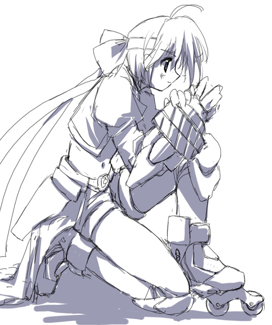 subaru nakajima, revolver knuckle, and mach caliber (lyrical nanoha and 1 more) drawn by tsurusaki_takahiro