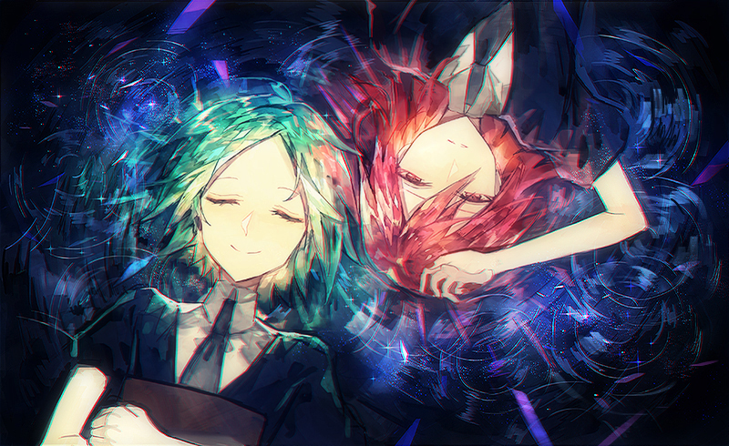 phosphophyllite and cinnabar (houseki no kuni) drawn by mura_karuki
