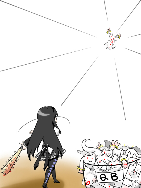 akemi homura and kyubey (mahou shoujo madoka magica) drawn by choro-37