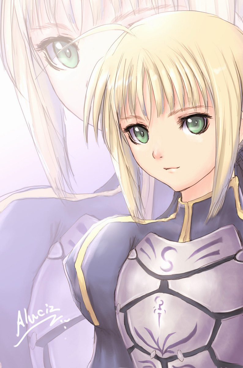 artoria pendragon and saber (fate and 1 more) drawn by aluciz