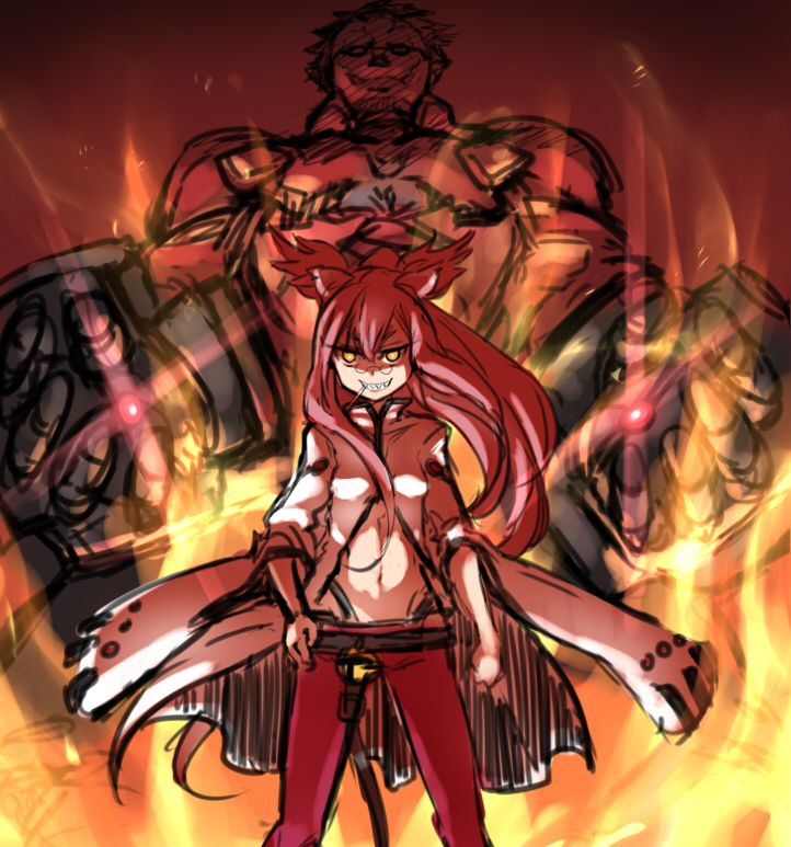 kokonoe and iron tager (blazblue) drawn by minatsuki_randoseru