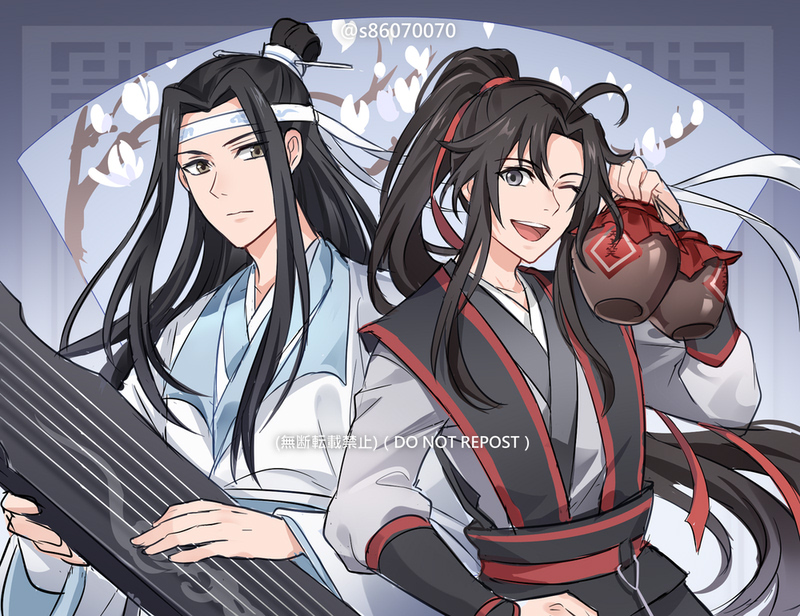 wei wuxian and lan wangji (modao zushi) drawn by usagishi