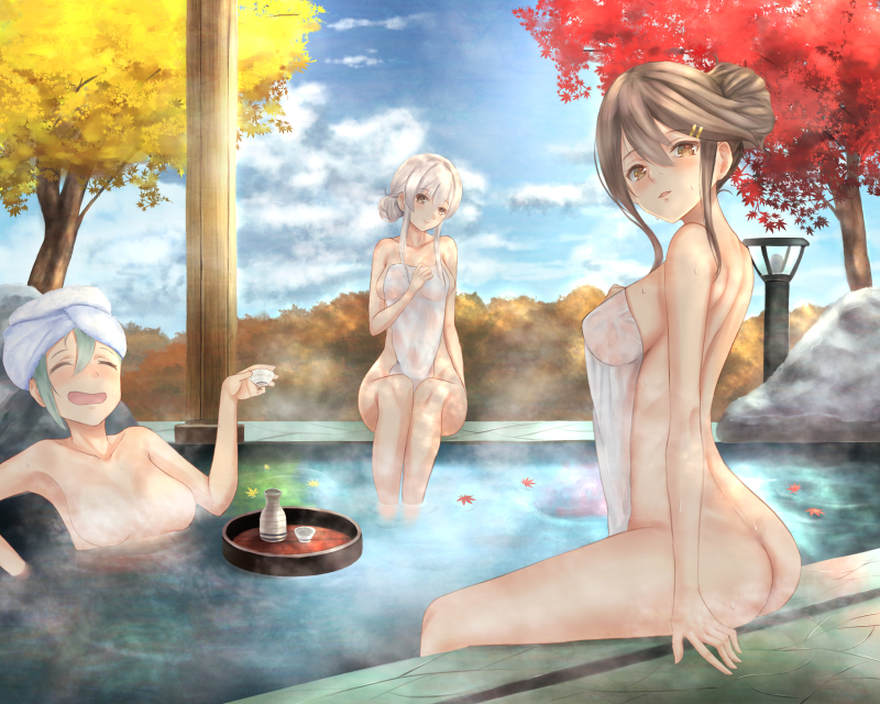 haruna, suzuya, and shoukaku (kantai collection) drawn by irohakaede