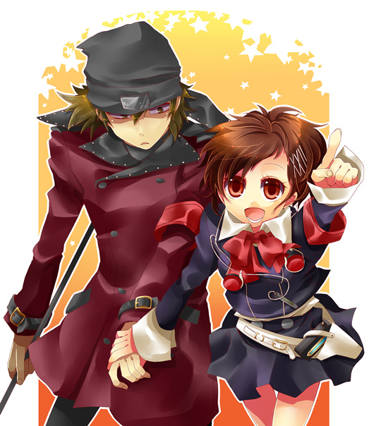 shiomi kotone and aragaki shinjirou (persona and 2 more) drawn by shooting428star