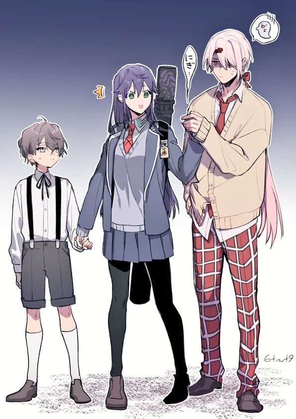 shiina yuika, kenmochi touya, kagami hayato, kenmochi touko, and shiina shii (nijisanji) drawn by 6tnut9