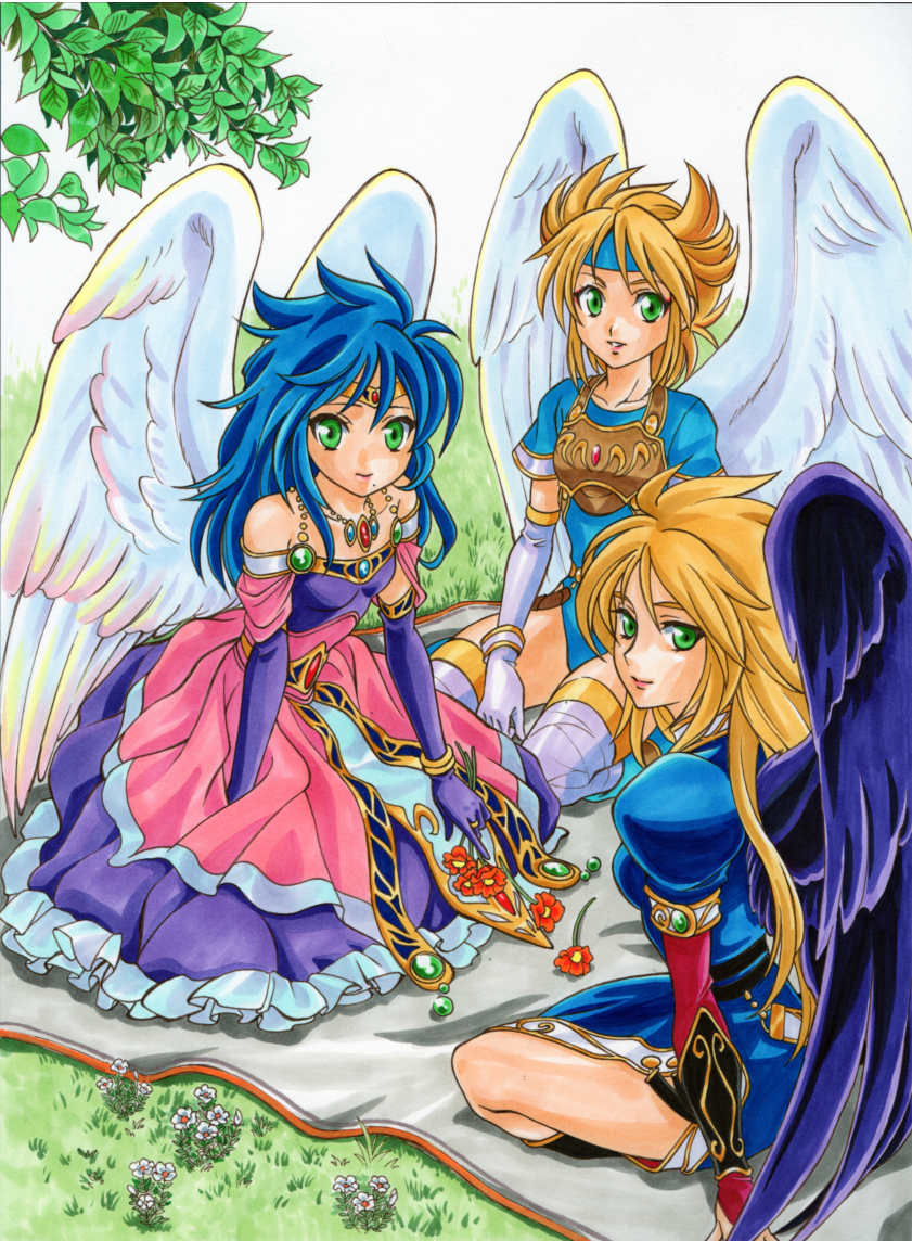 nina and mina wyndia (breath of fire and 2 more) drawn by mochizuki_kazuto