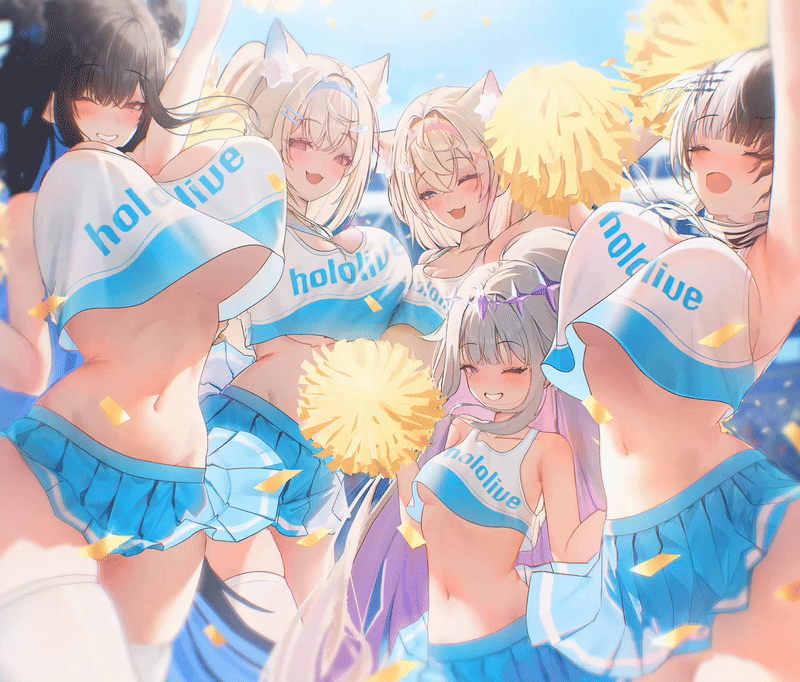 shiori novella, nerissa ravencroft, fuwawa abyssgard, mococo abyssgard, and koseki bijou (hololive and 1 more) drawn by prab