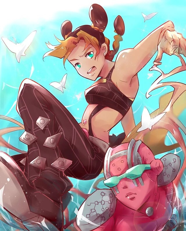 kujo jolyne and stone free (jojo no kimyou na bouken and 1 more) drawn by touming_renjian