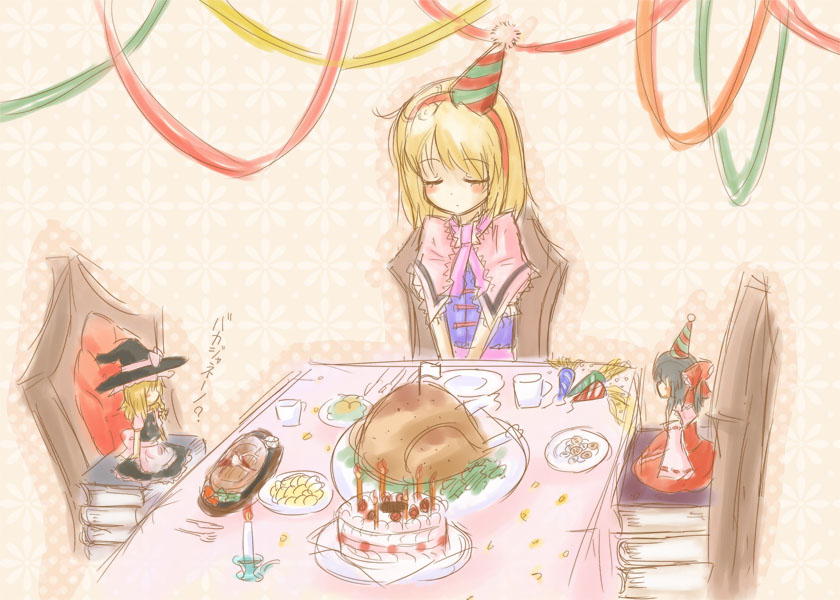 hakurei reimu, kirisame marisa, and alice margatroid (touhou) drawn by kingin