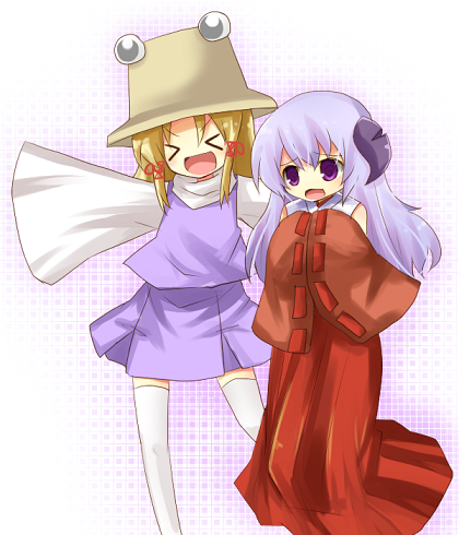 moriya suwako and hanyuu (touhou and 1 more) drawn by yuzuki_(yuduame)
