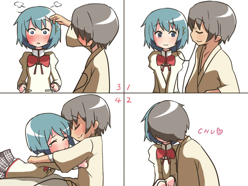 miki sayaka and kamijou kyousuke (mahou shoujo madoka magica) drawn by c3000
