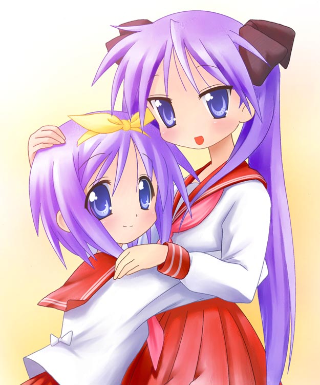 hiiragi kagami and hiiragi tsukasa (lucky star) drawn by 920-k