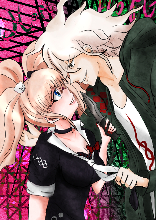 komaeda nagito and enoshima junko (danganronpa and 2 more) drawn by june183