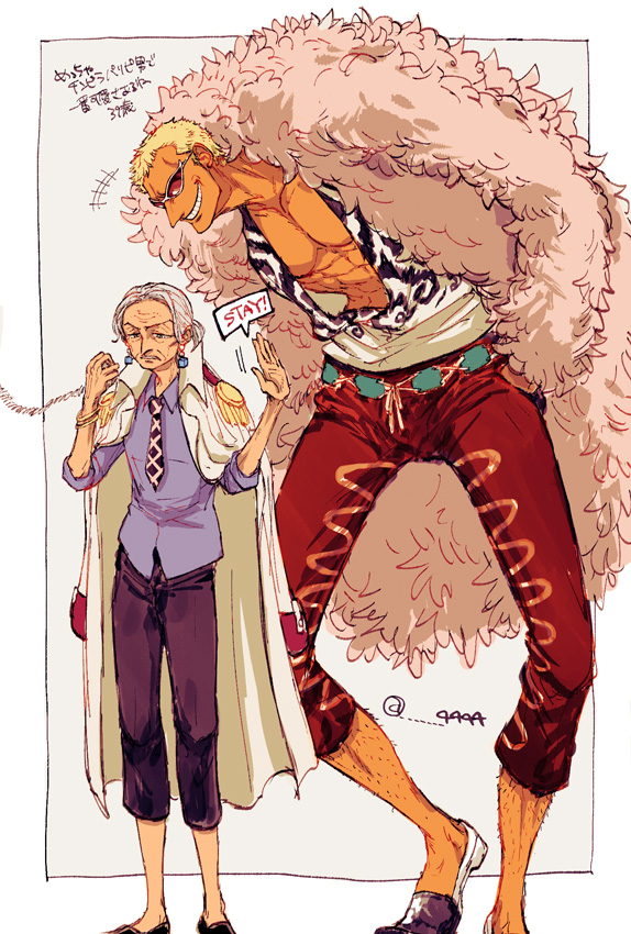 donquixote doflamingo, den den mushi, and tsuru (one piece) drawn by 4444_(tetsuya)