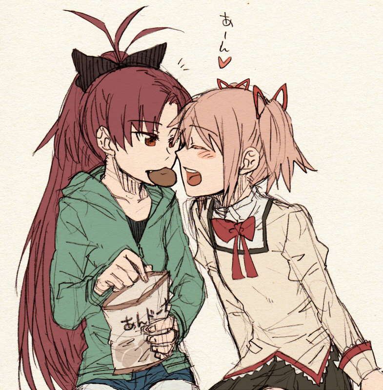 kaname madoka and sakura kyoko (mahou shoujo madoka magica) drawn by torinone