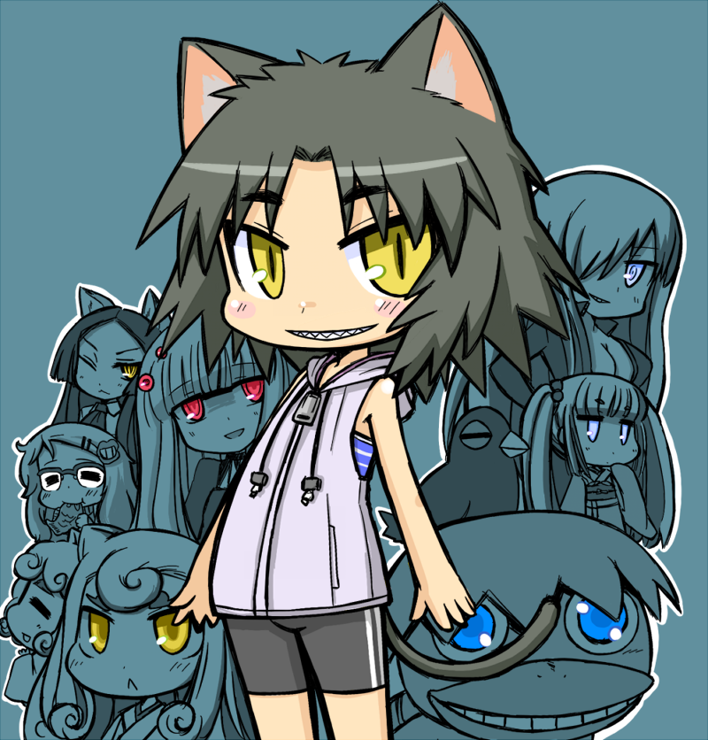 kurona, koma, jorogumo, shishimaru, kokkuri, and 5 more (neko musume michikusa nikki) drawn by nekoyama