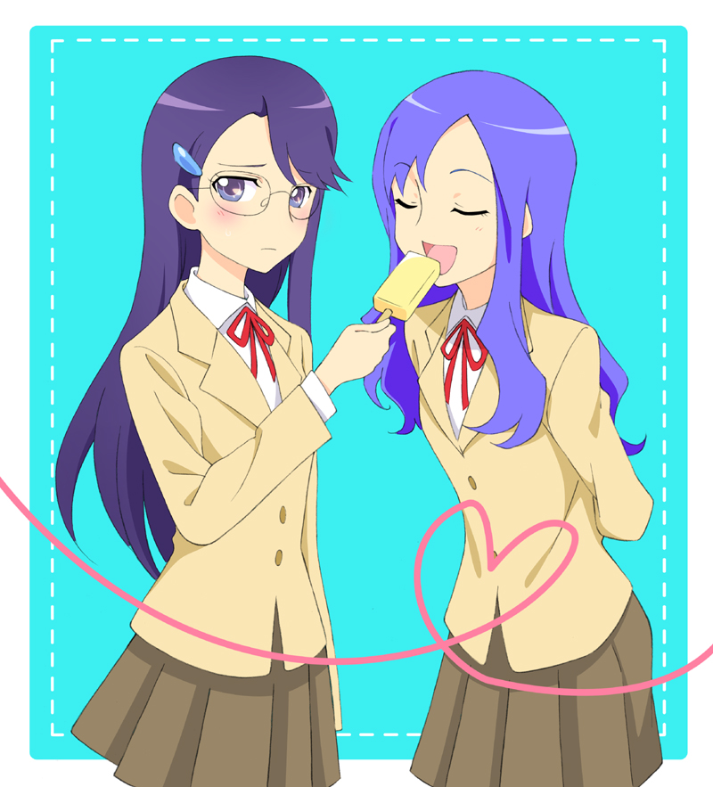 tsukikage yuri and kurumi momoka (precure and 1 more) drawn by p._(momoiro_hakushaku)