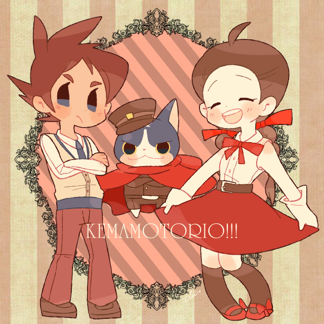 fuyunyan, keizou, and amano yukiko (youkai watch and 1 more) drawn by chiyoko_(oman1229)