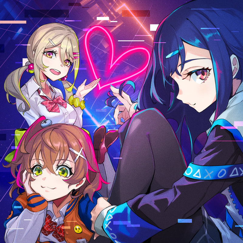 hidaka reina, shinonome kazune, and kayano futaba (denonbu) drawn by pokimari