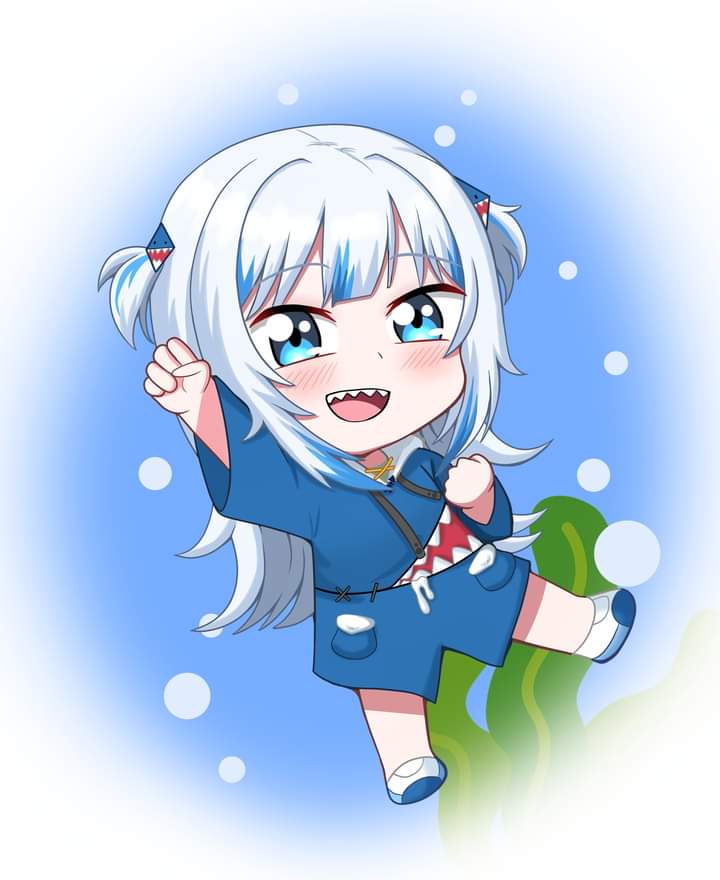 gawr gura (hololive and 1 more) drawn by kuroumikei