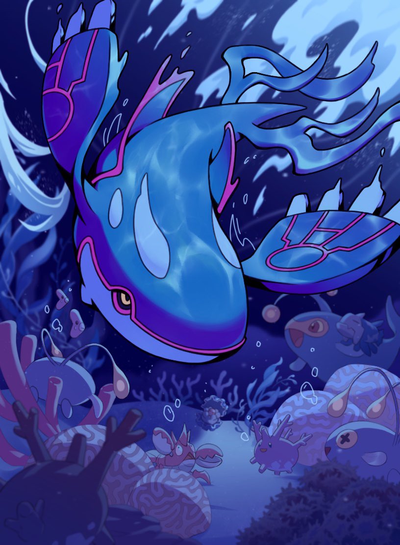 luvdisc, kyogre, corsola, chinchou, lanturn, and 3 more (pokemon) drawn by deborah_kim
