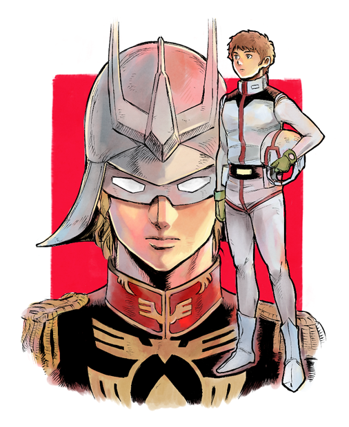 char aznable and amuro ray (gundam and 1 more) drawn by hiro_(chumo)