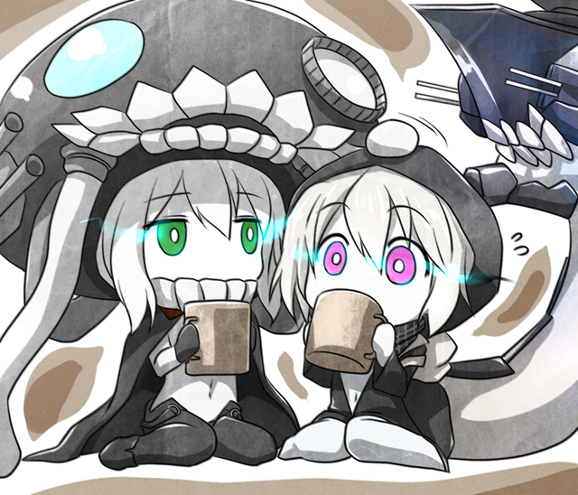 wo-class aircraft carrier and re-class battleship (kantai collection) drawn by watarui
