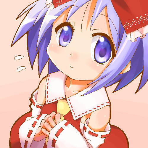 hakurei reimu and hiiragi tsukasa (touhou and 1 more) drawn by 9law