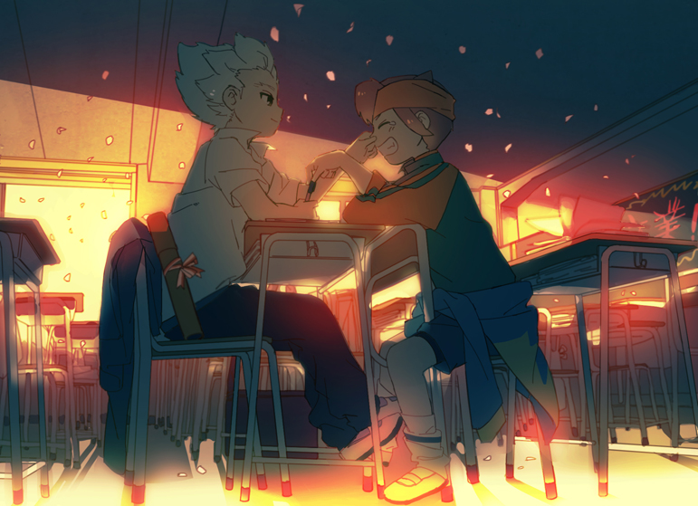 endou mamoru and gouenji shuuya (inazuma eleven) drawn by shippo_(skink)