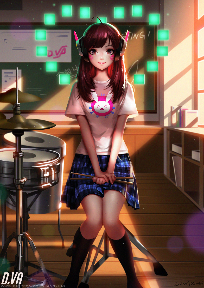 d.va (overwatch and 1 more) drawn by liang_xing