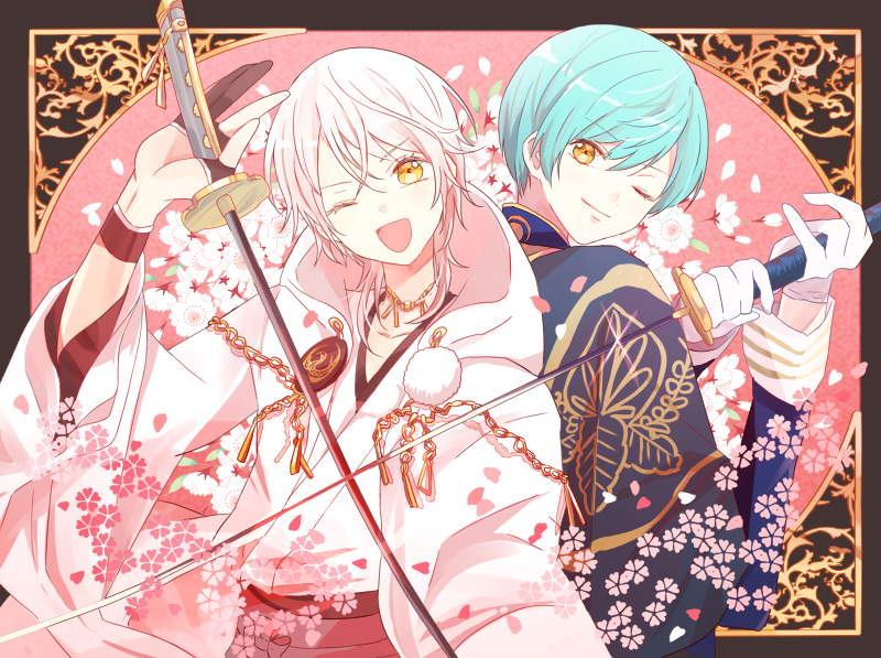 tsurumaru kuninaga and ichigo hitofuri (touken ranbu) drawn by kurara_(skra1015)