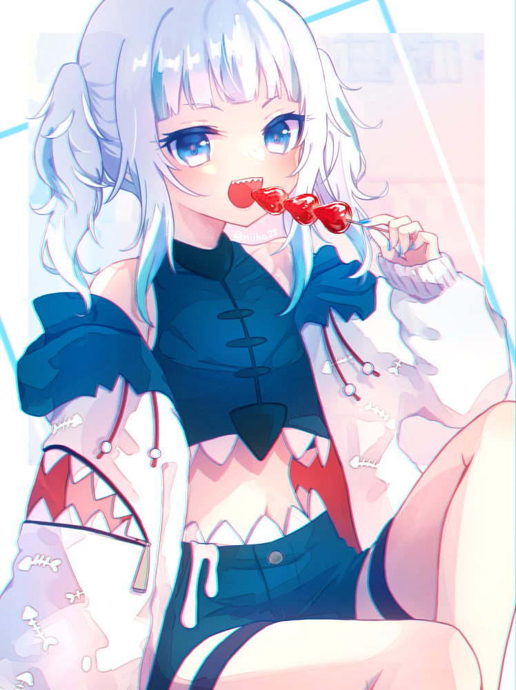 gawr gura (hololive and 1 more) drawn by mozukusupiyo