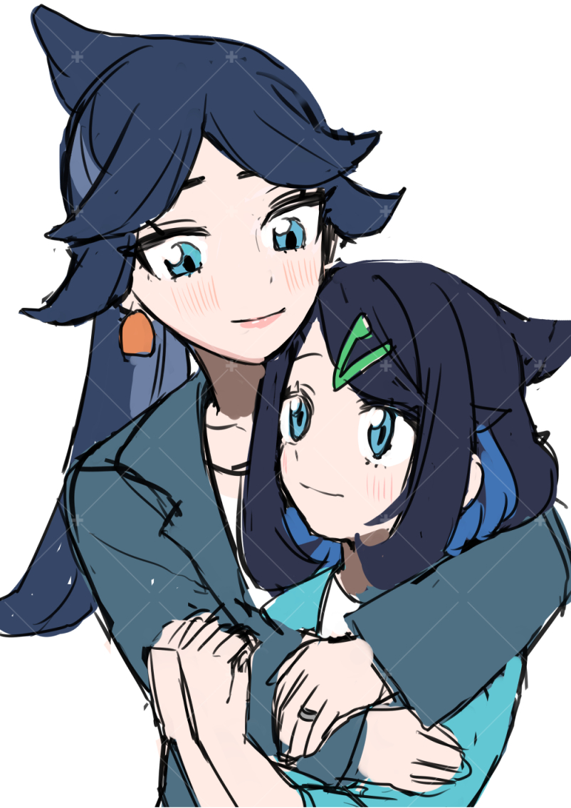 liko and lucca (pokemon and 1 more) drawn by karamomo_(krmmap)