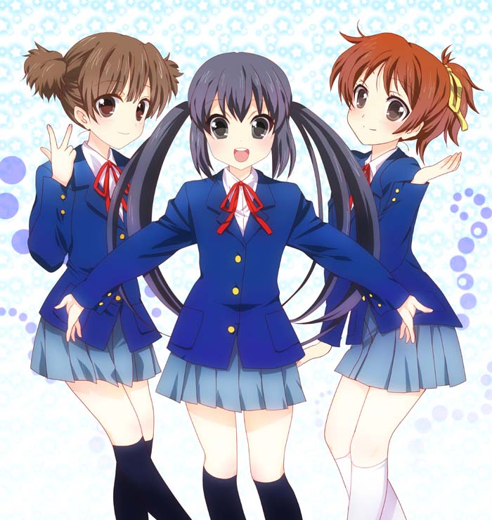 nakano azusa, hirasawa ui, and suzuki jun (k-on!) drawn by masuyama_kei