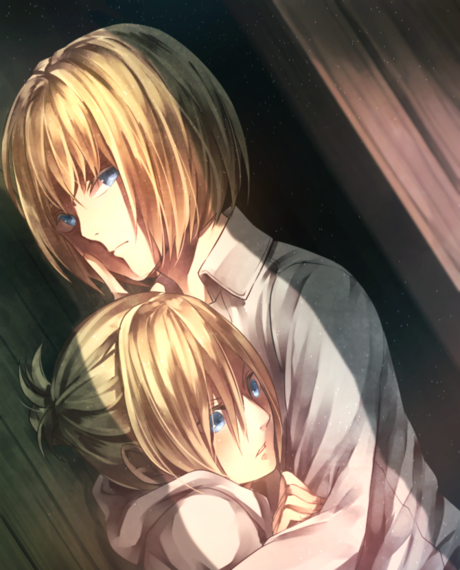 armin arlert and annie leonhart (shingeki no kyojin) drawn by syokuuuuuuuuumura