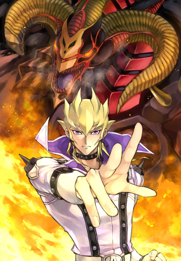 jack atlas and red daemons dragon scarlight (yu-gi-oh! and 2 more) drawn by kirishima_(domipika)