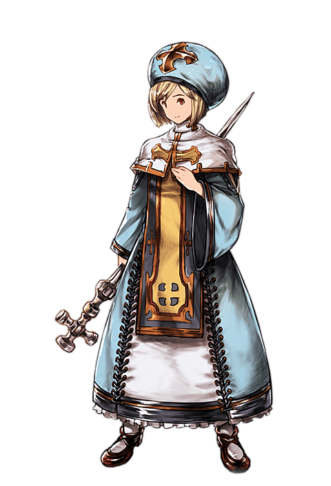 djeeta and priest (granblue fantasy) drawn by minaba_hideo