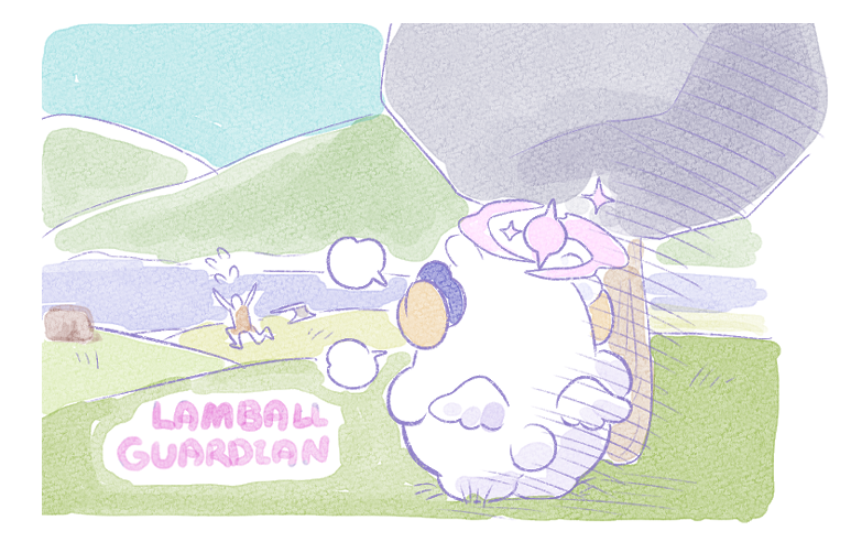 mika and lamball (blue archive and 1 more) drawn by ekoru