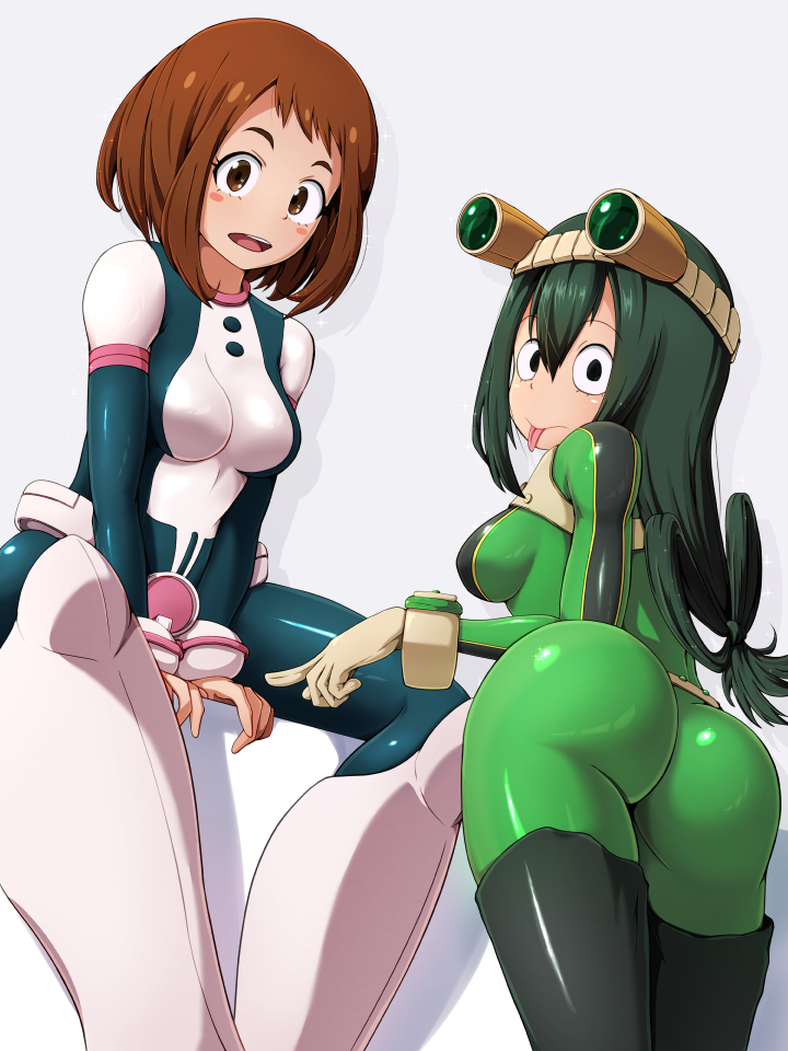 uraraka ochaco and asui tsuyu (boku no hero academia) drawn by ocza