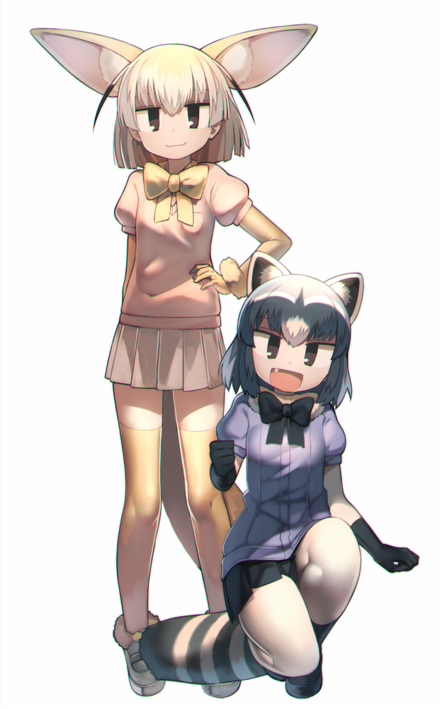 common raccoon and fennec (kemono friends) drawn by harau