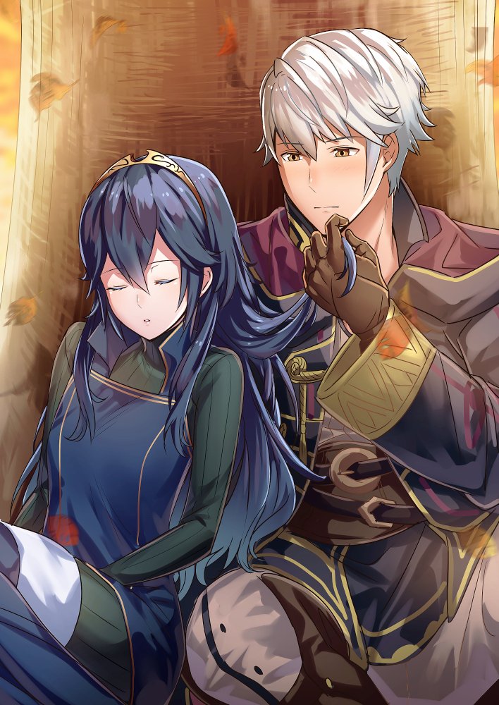 lucina and male robin (fire emblem and 1 more) drawn by ameno_(a_meno0)