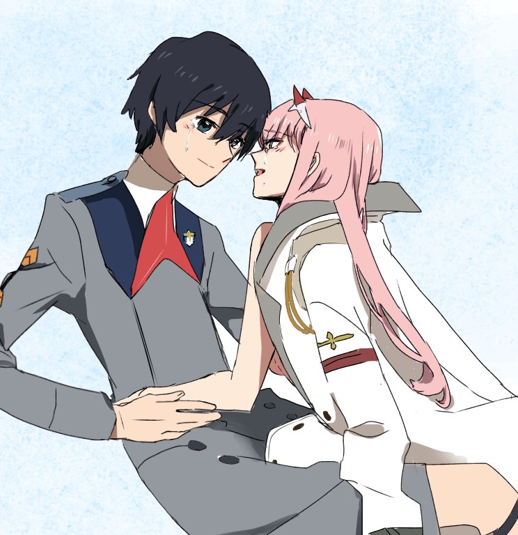 zero two and hiro (darling in the franxx) drawn by akamsilver