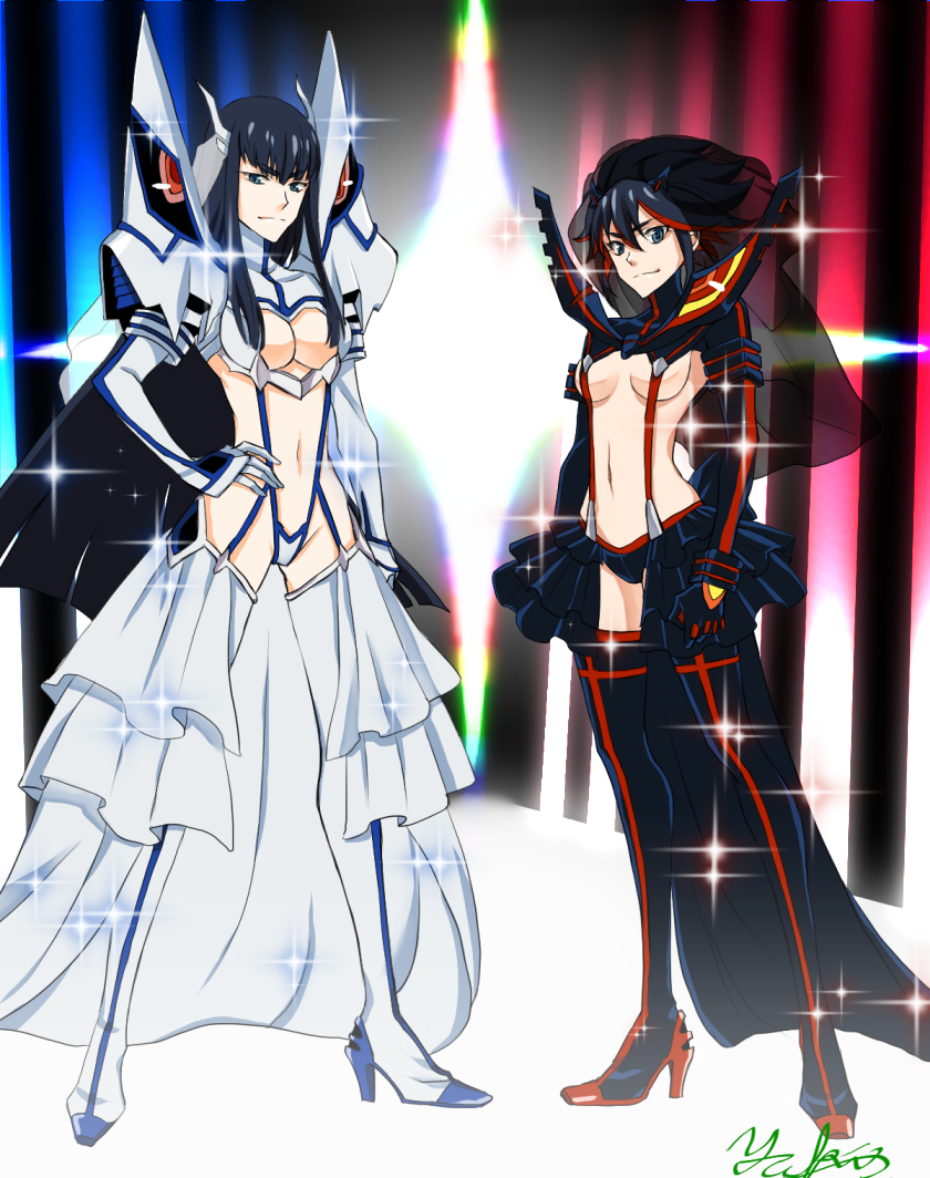 matoi ryuuko, senketsu, kiryuuin satsuki, and junketsu (kill la kill) drawn by yuncho