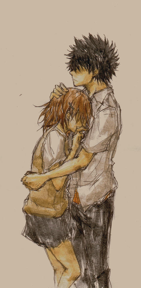 misaka mikoto and kamijou touma (toaru majutsu no index and 1 more) drawn by gureco-a