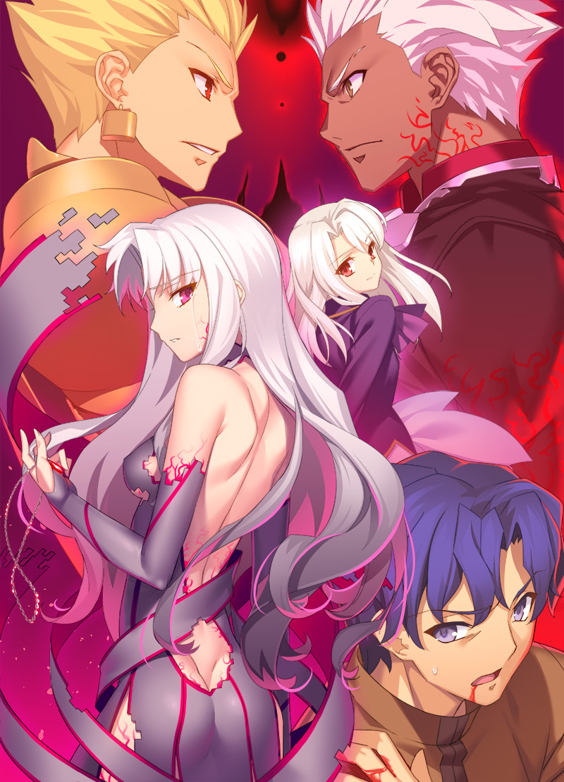 tohsaka rin, illyasviel von einzbern, gilgamesh, archer, and matou shinji (fate and 1 more) drawn by yangsion