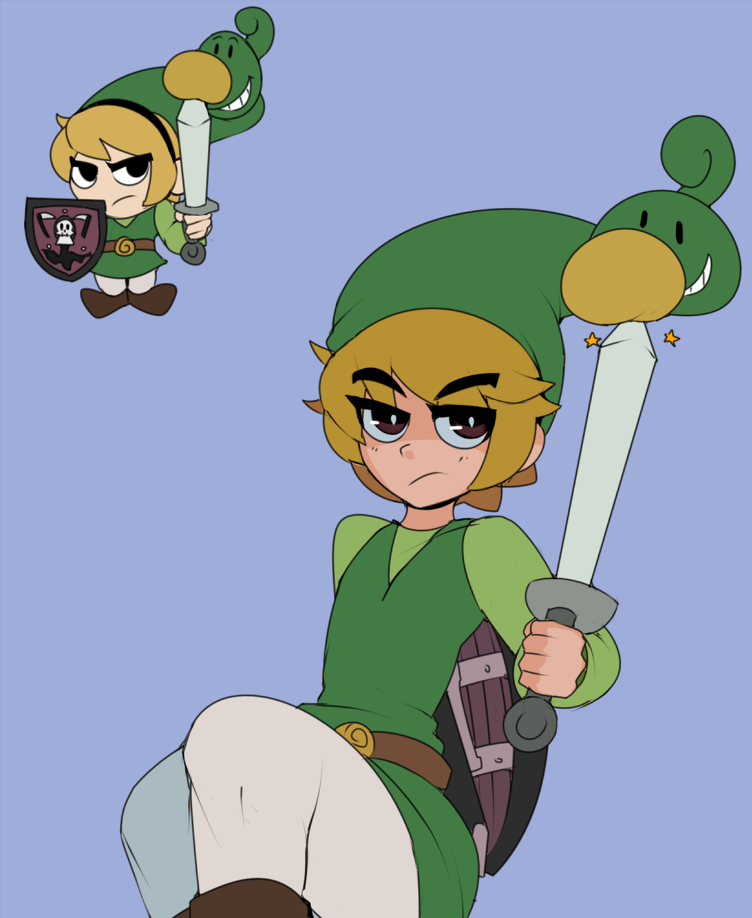 link, toon link, mandy, ezlo, grim, and 1 more (the legend of zelda and 2 more) drawn by captain_kirb