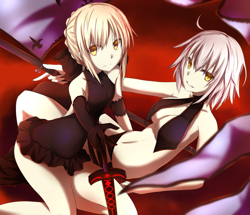 artoria pendragon, jeanne d'arc alter, and saber alter (fate and 1 more) drawn by ram_hachimin