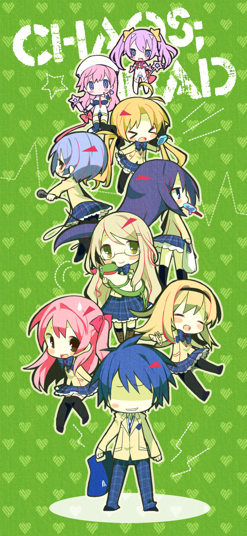 sakihata rimi, nishijou nanami, nishijou takumi, kishimoto ayase, orihara kozue, and 5 more (chaos;head and 2 more) drawn by mamimu_(ma-mi-mu.me)