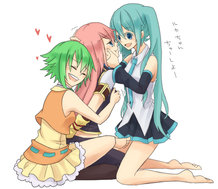 hatsune miku, megurine luka, and gumi (vocaloid) drawn by koma_(remi_398)