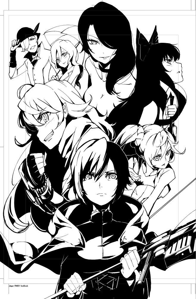 ruby rose, weiss schnee, yang xiao long, blake belladonna, neopolitan, and 2 more (rwby) drawn by neichiru